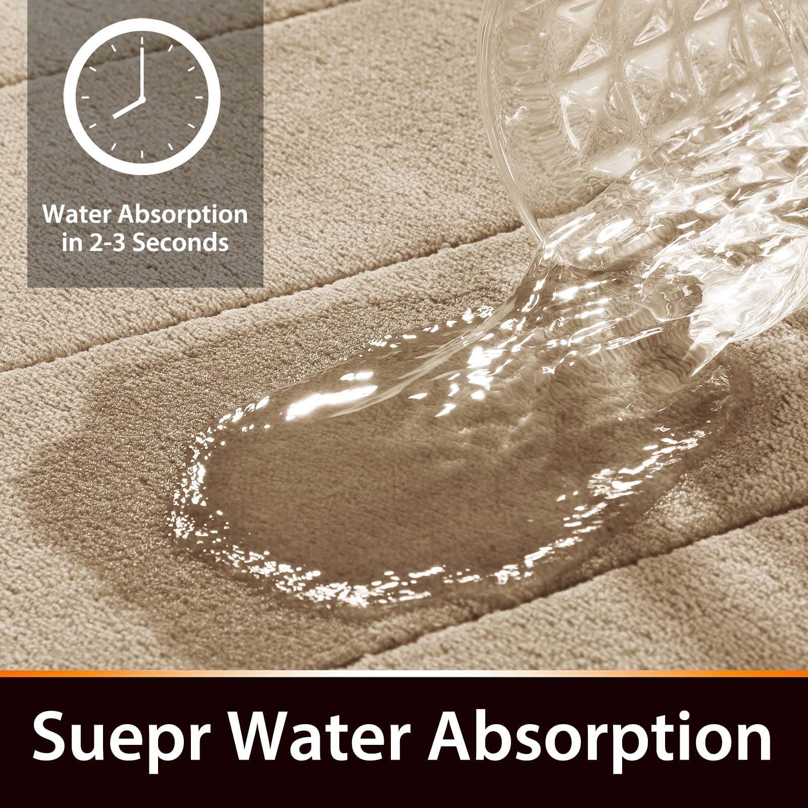 Yimobra Memory Foam Bath Mat  Comfortable  Soft  Maximum Absorbent  Machine Wash  Non-Slip  Thick  Easier to Dry for Bathroom Floor Rug (24 x 17 Inch  Beige)